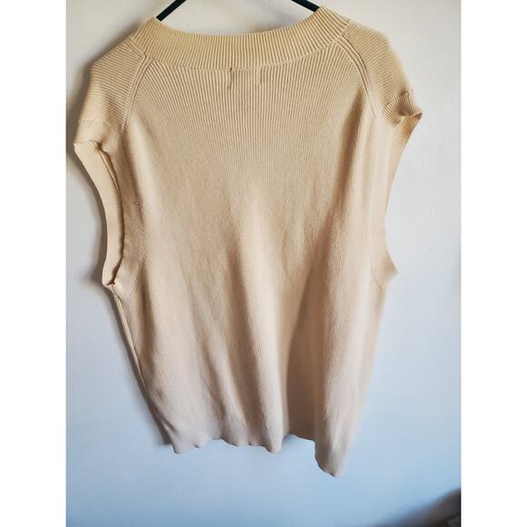 H & M  Mens Large V-Neck sleeveless Vest Cream preppy - Picture 5 of 5